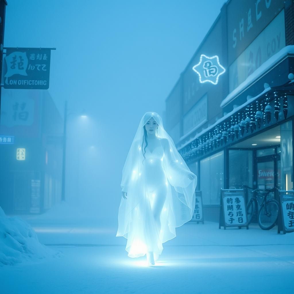 Yuki Onna: Ethereal Snow Spirit in a Blizzard