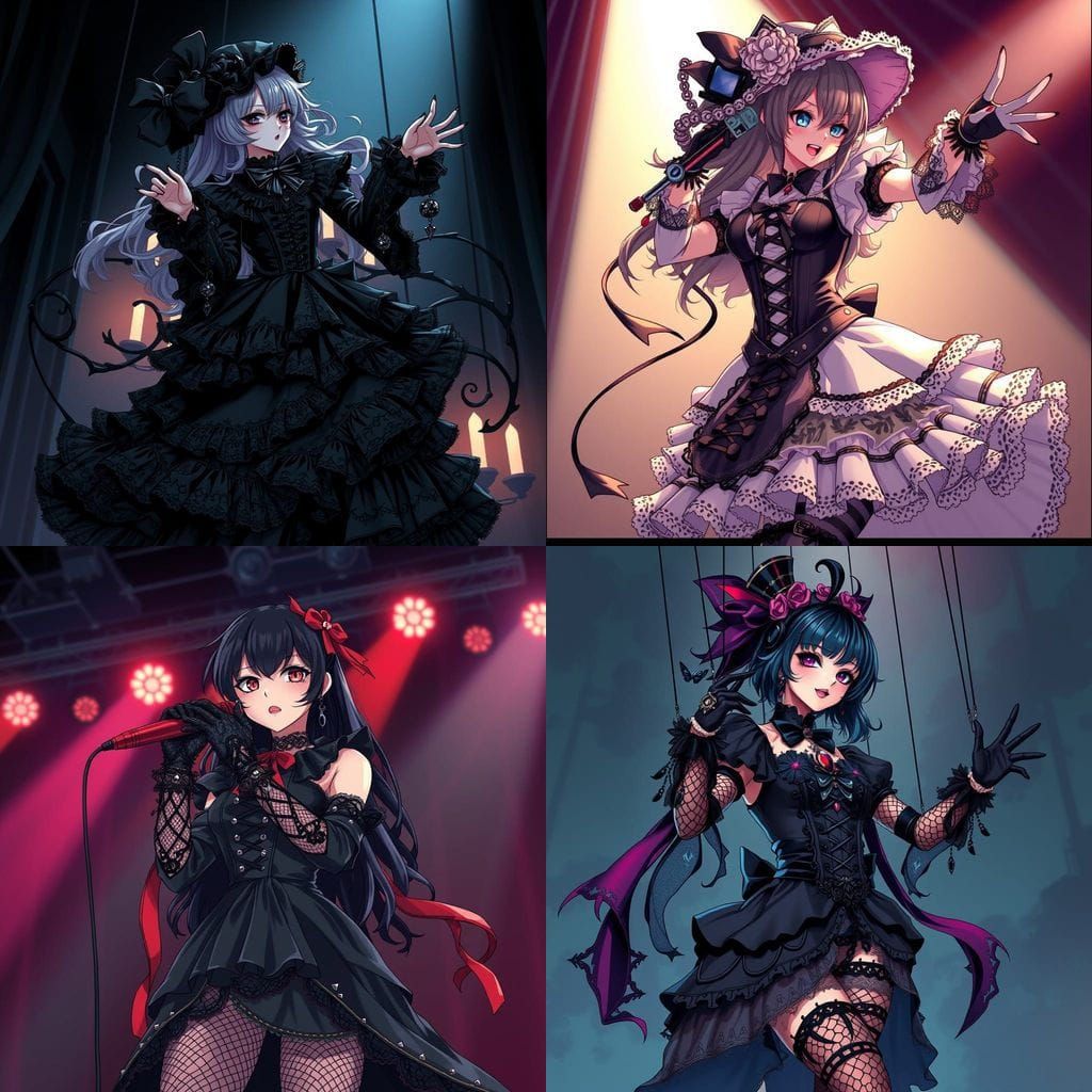 Goth Idol Diva Performs Anime Style