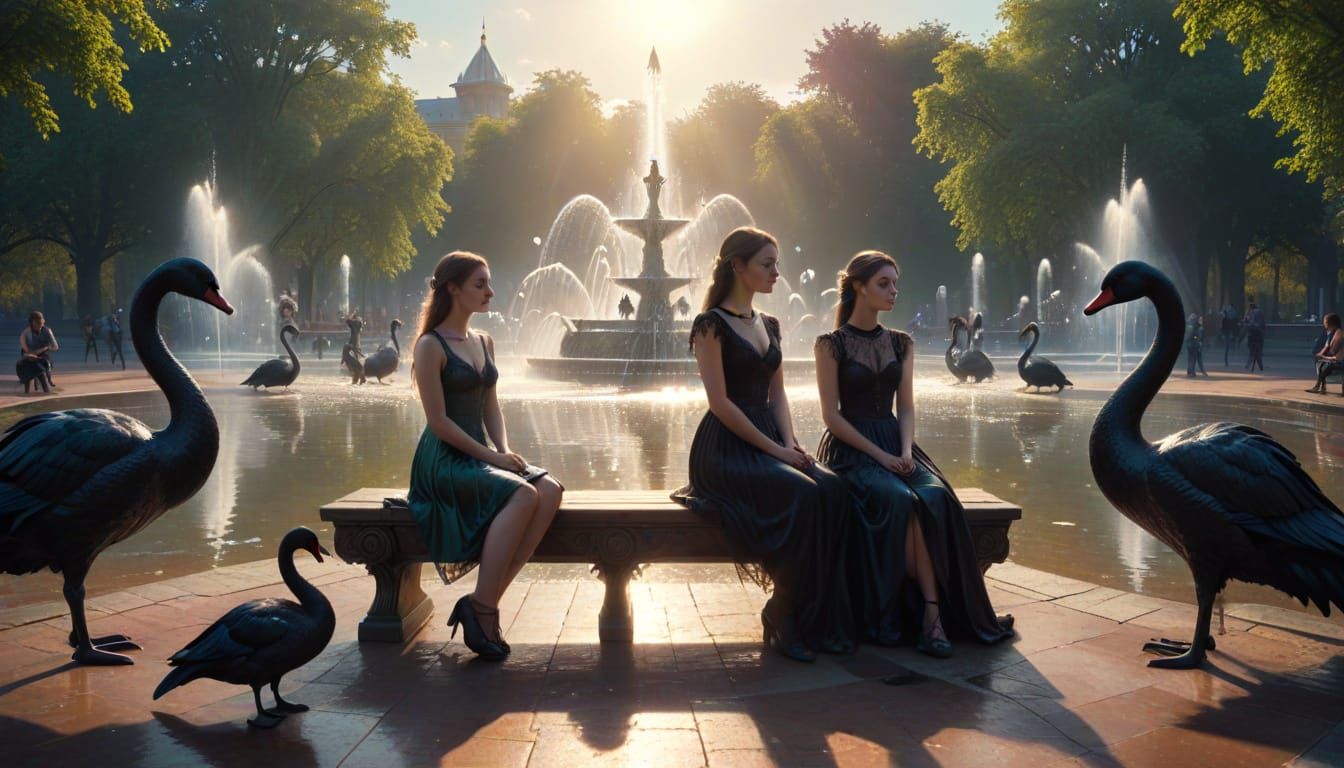 Victorian Park Scene with Crystal Palace