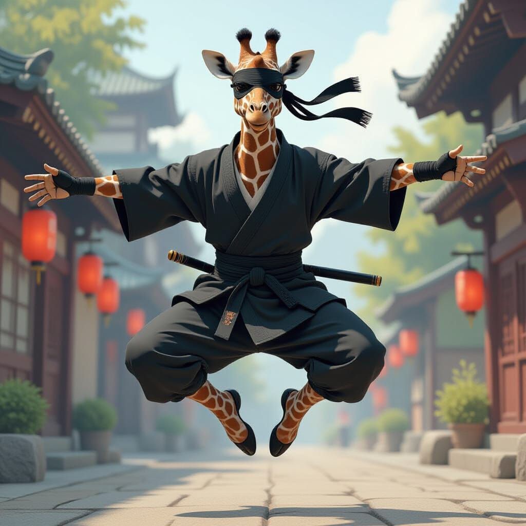 Ninja Giraffe Leaping, Inspired by Simon Stalenhag