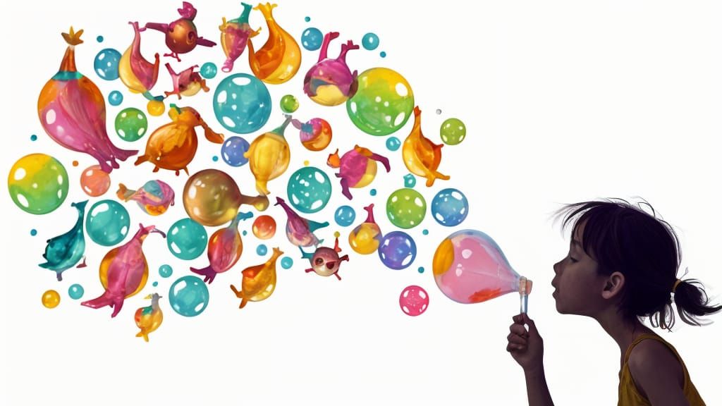 Child Creates Bubble World of Cute Figures