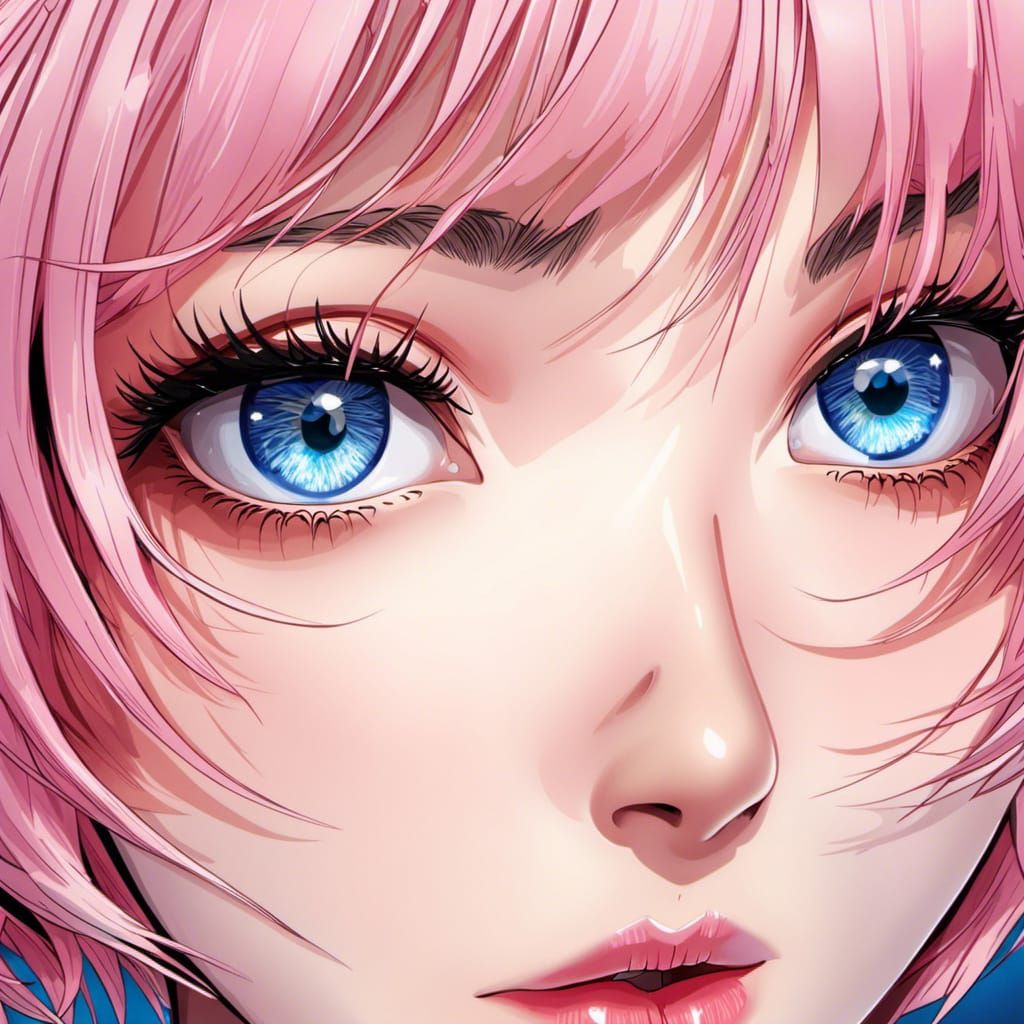 Anime Woman with Pink Hair and Heart Pupils