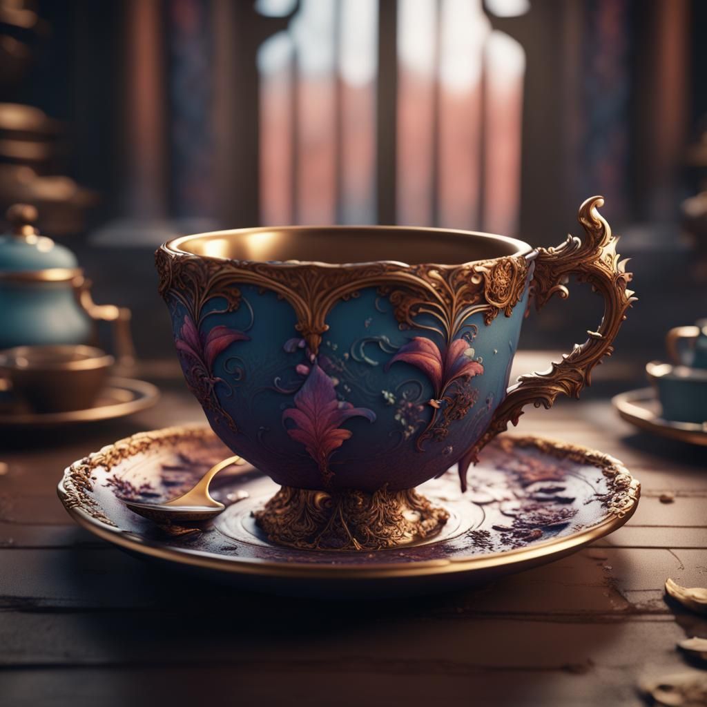 Detailed Matte Painting of a Fantastical Teacup
