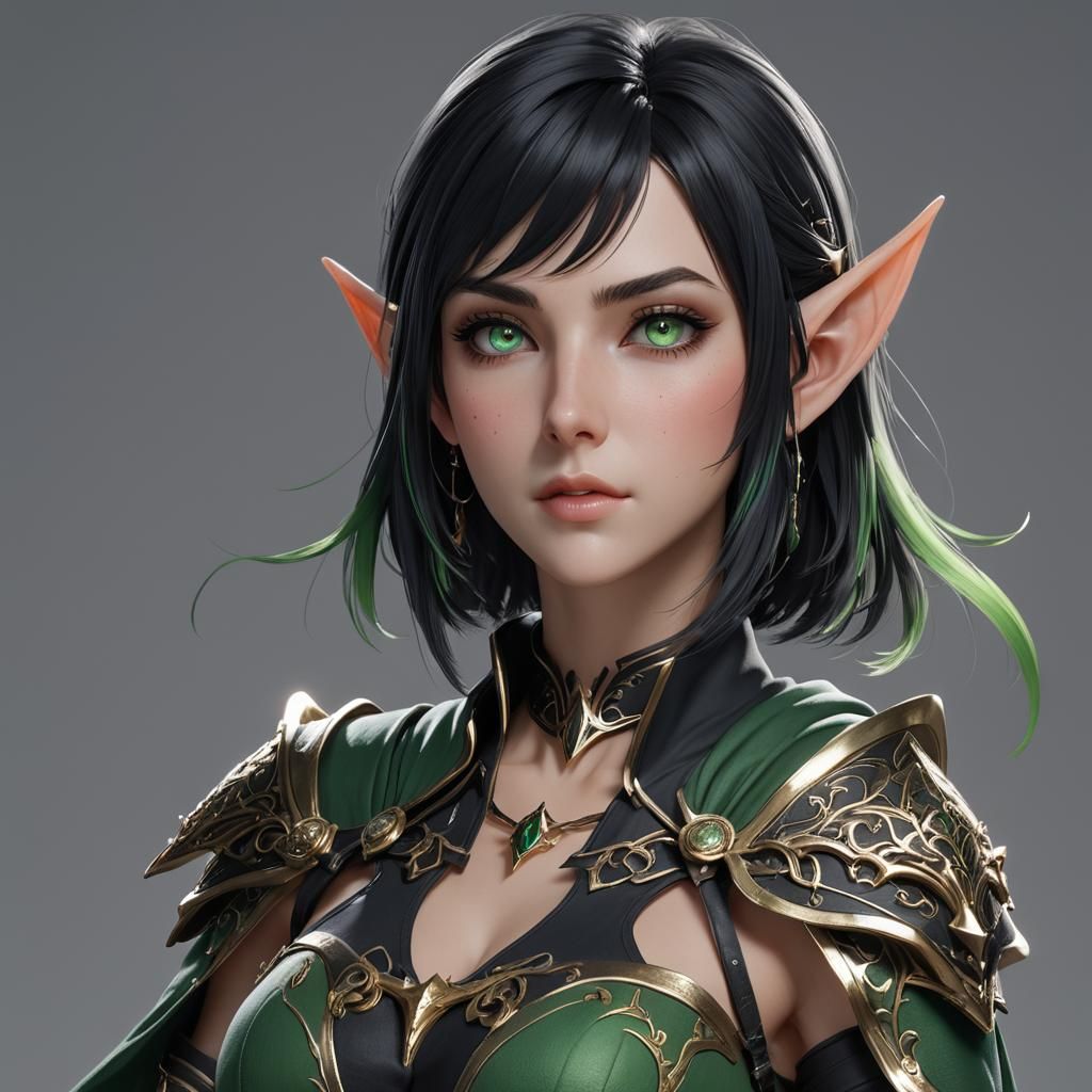 High Elf Sorceress in 3D Anime Style