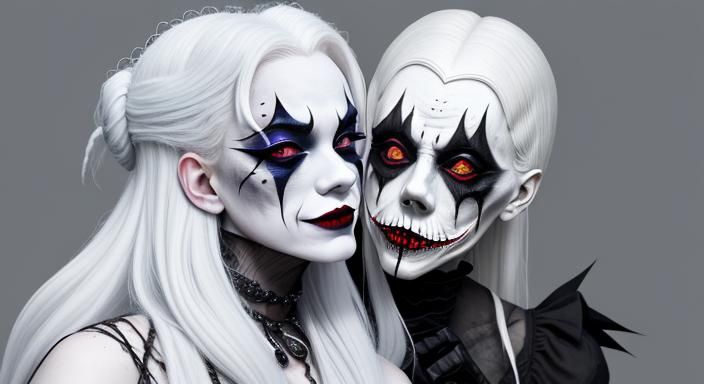 Macabre White-Haired Villainess in Grotesque Mask