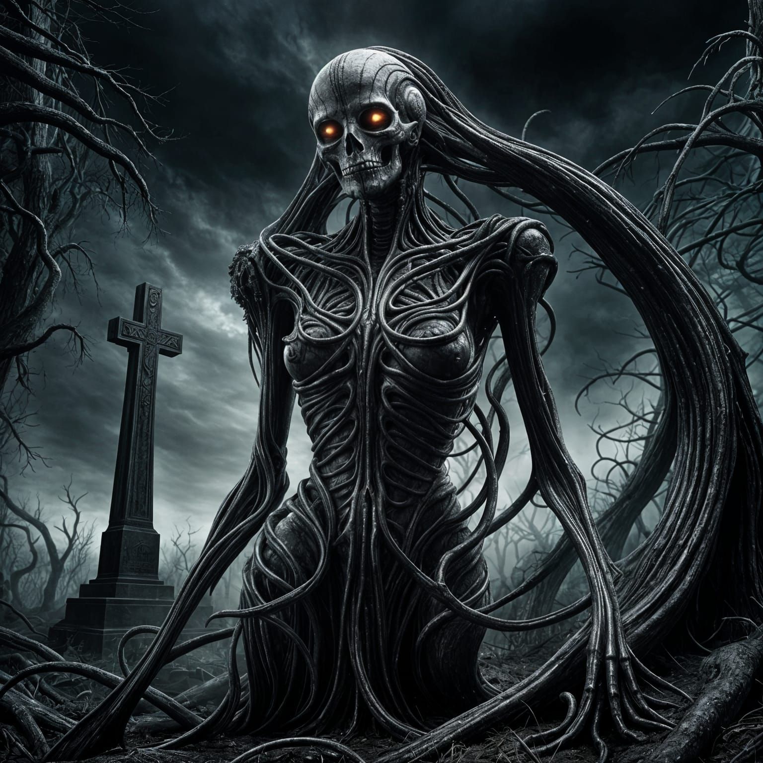 Samhain Spirit Emerges: Giger-Inspired Ultrarealism