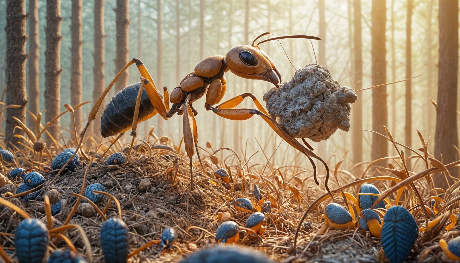 Amazonian Ants Exploiting Captives in Surreal 3D Art