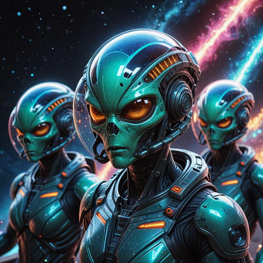 Futuristic Space Crew Embarks on Cosmic Quest