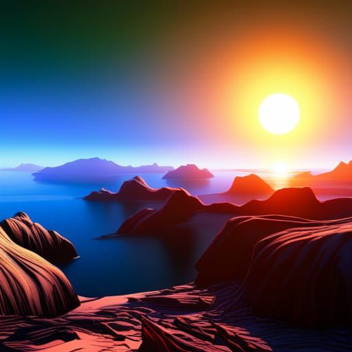 Sunset on an Alien Planet: Detailed Matte Painting