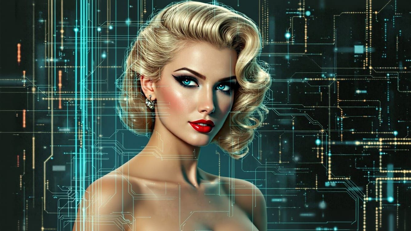 Pin-Up Avatar in Glitch Art Style