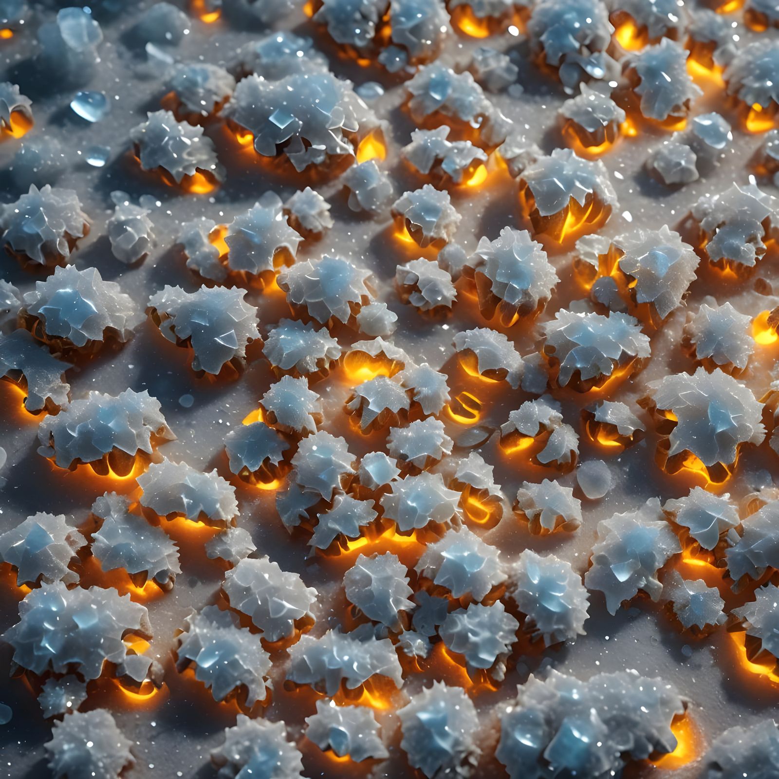 White Grubs Crawling Through White Salt Crystals