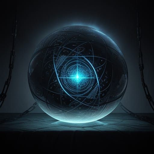 Surreal Metallic Orb with Intricate Locking Mechanisms and E...