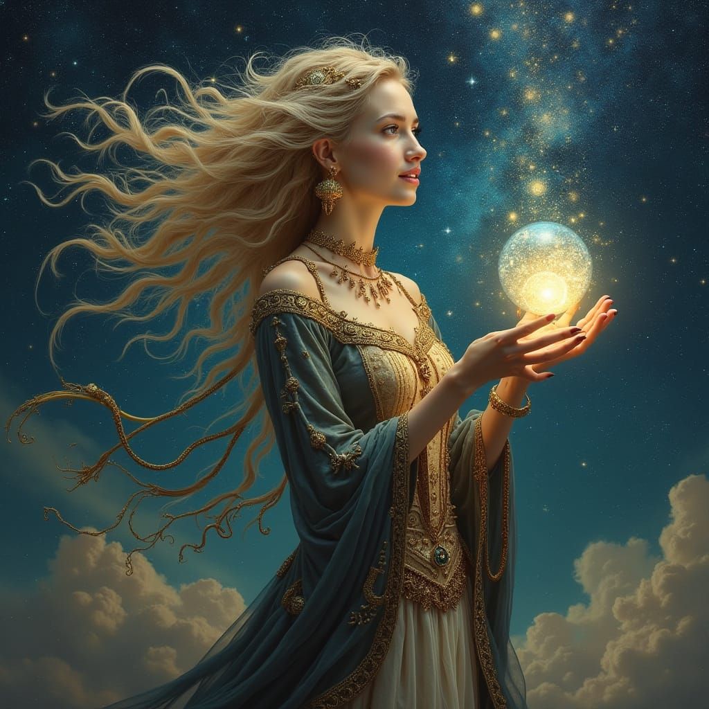 Cosmic Witch Portrait in Ethereal Hyperrealism