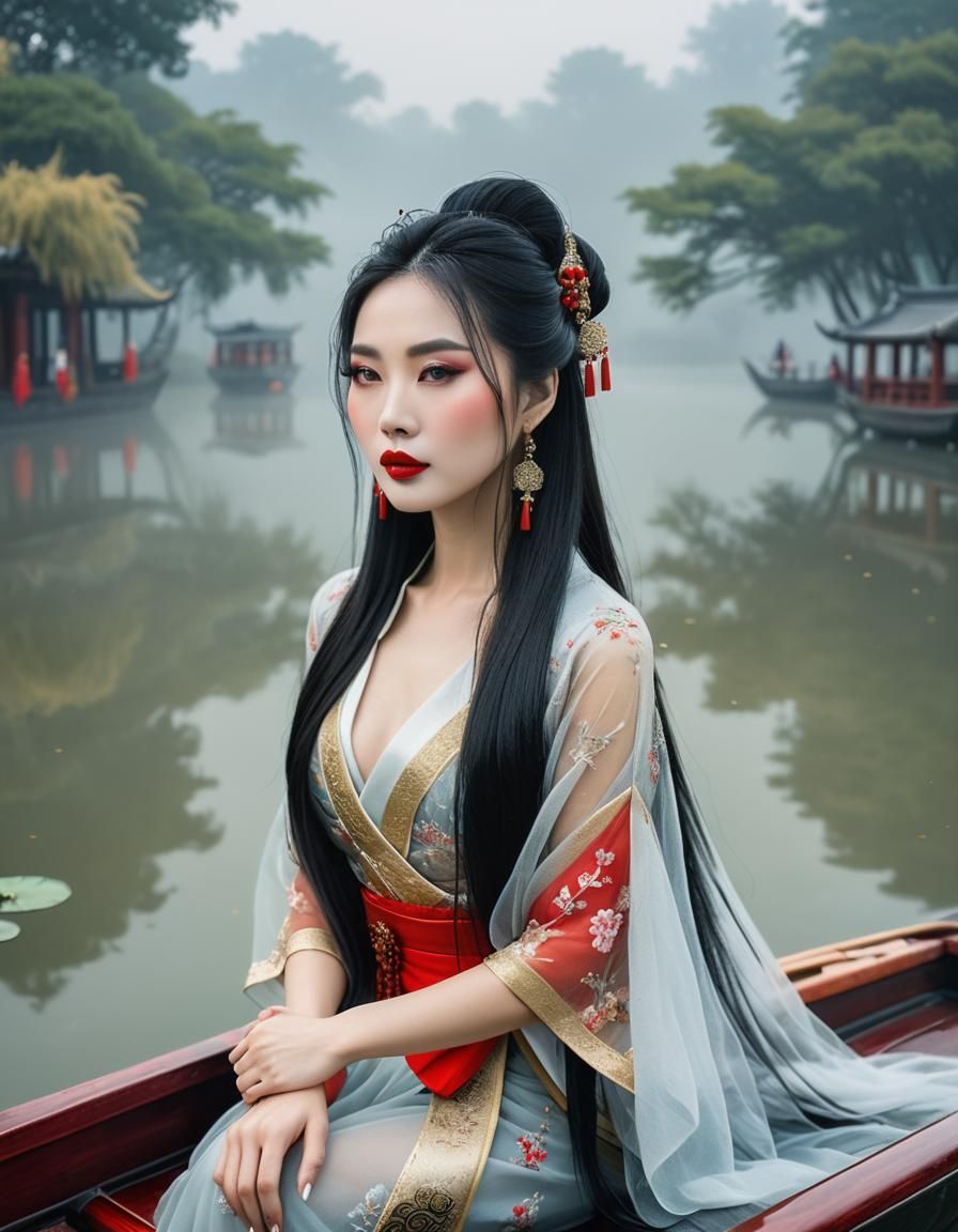 Stunning Portrait of a Chinese Empress in Emerald Water