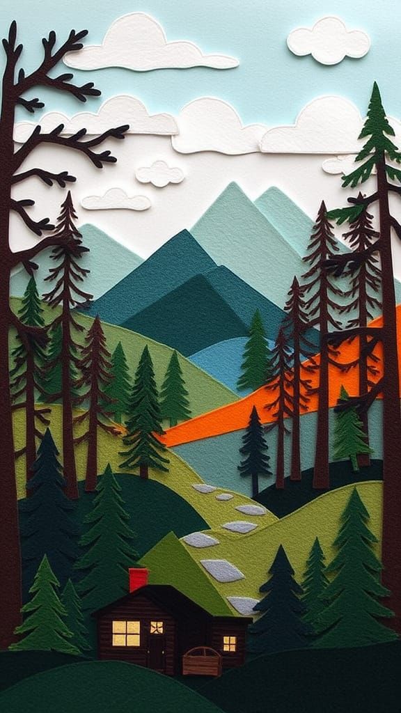 Felt Landscape in Papercraft Style
