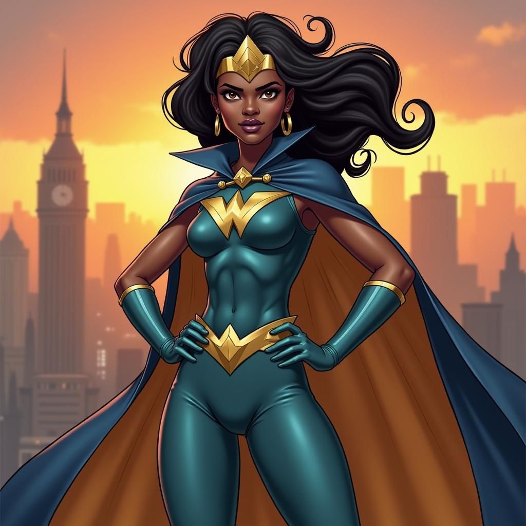 African Superhero Illustration in Fantasy Concept Art Style