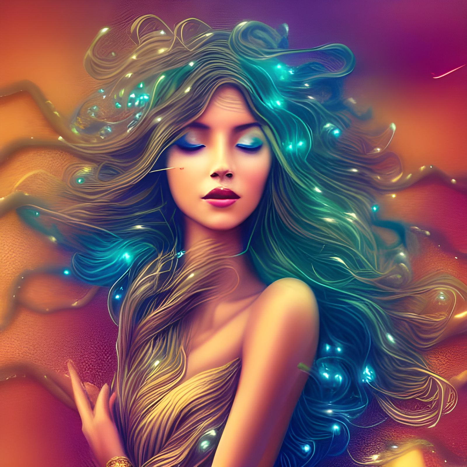 Wind Elemental Desert Princess Digital Art