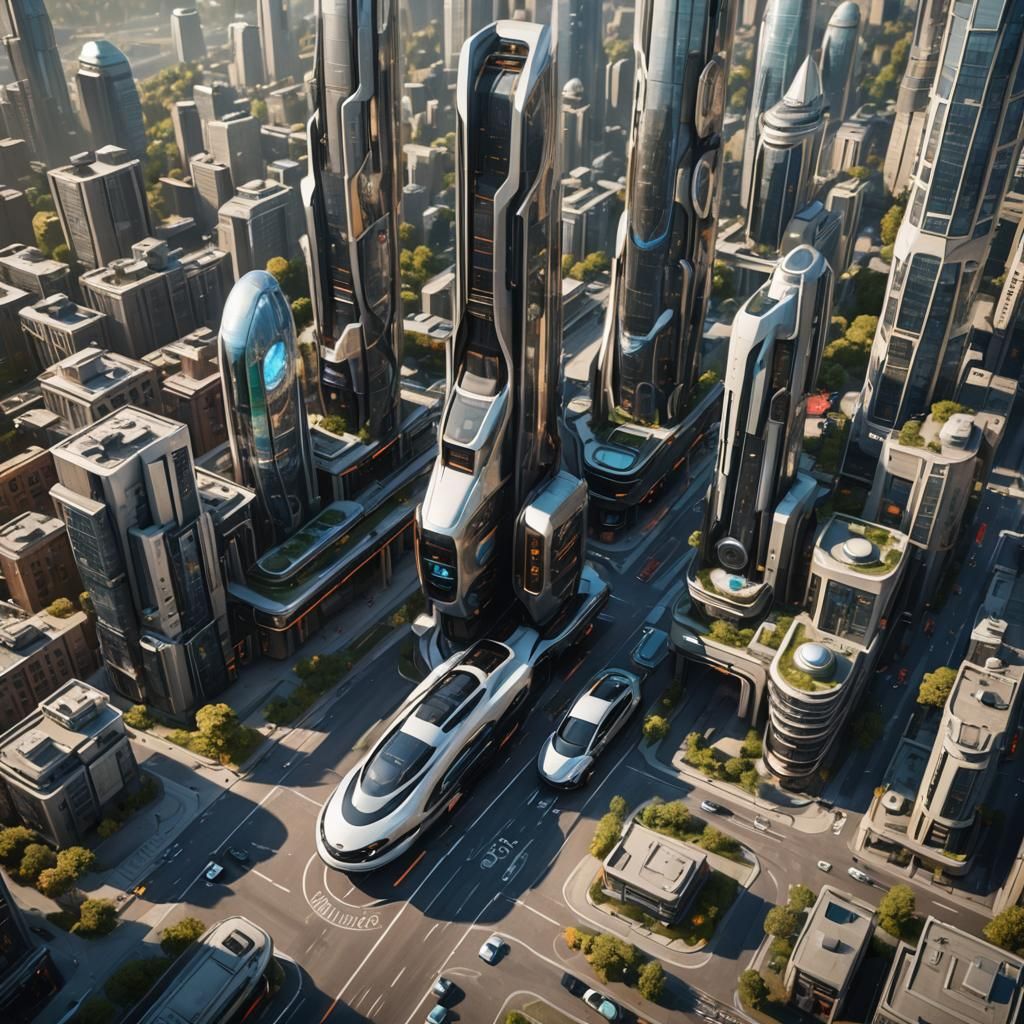 Futuristic Cityscape with Organic Architecture in 8K