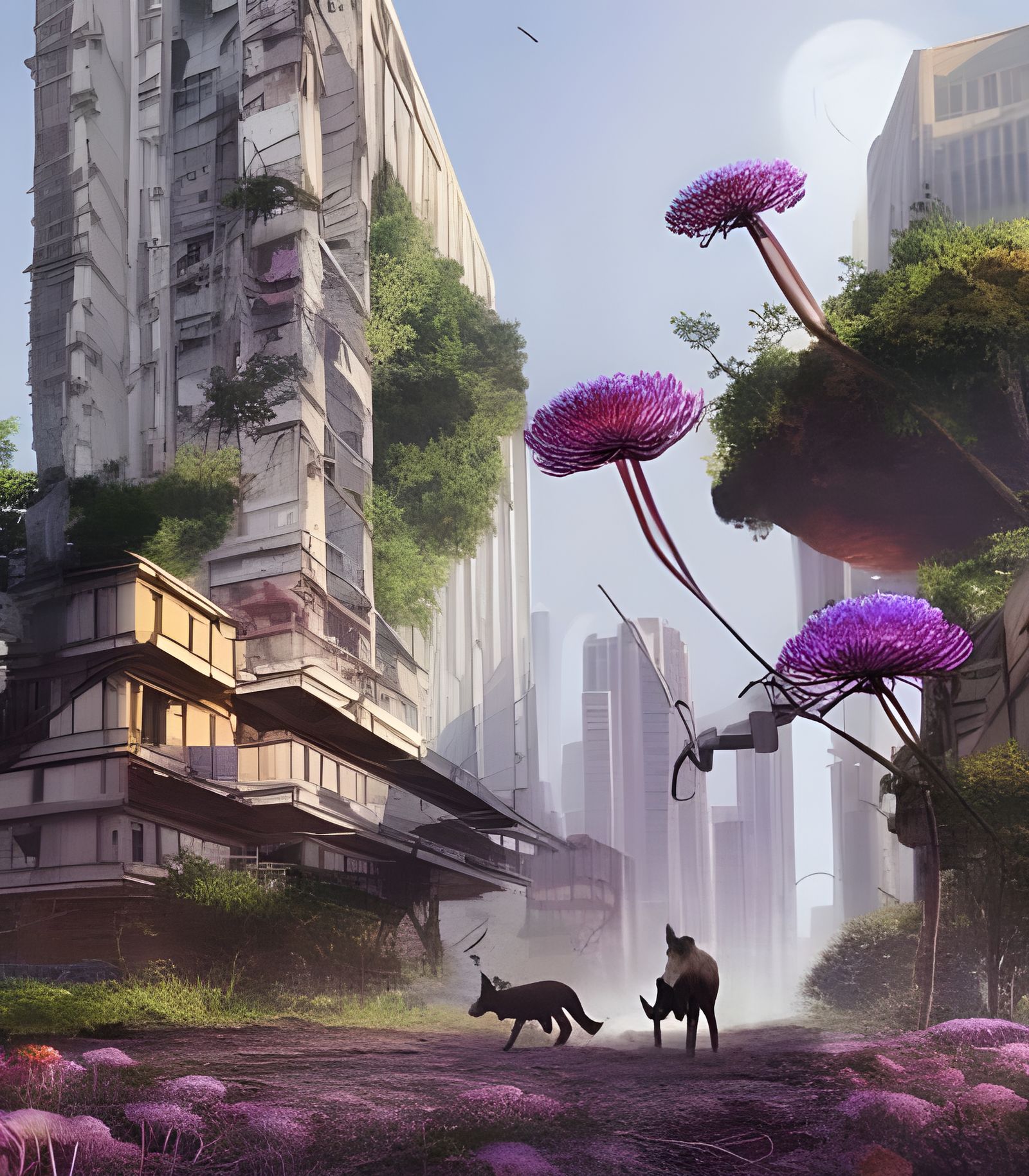 Apocalyptic City Superbloom: Digital Illustration