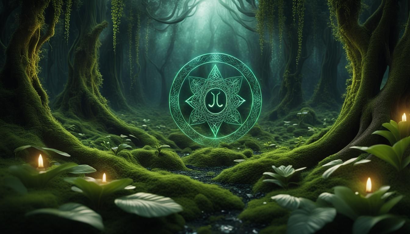 Mystical Plants and Runes in Enchanted Nexus