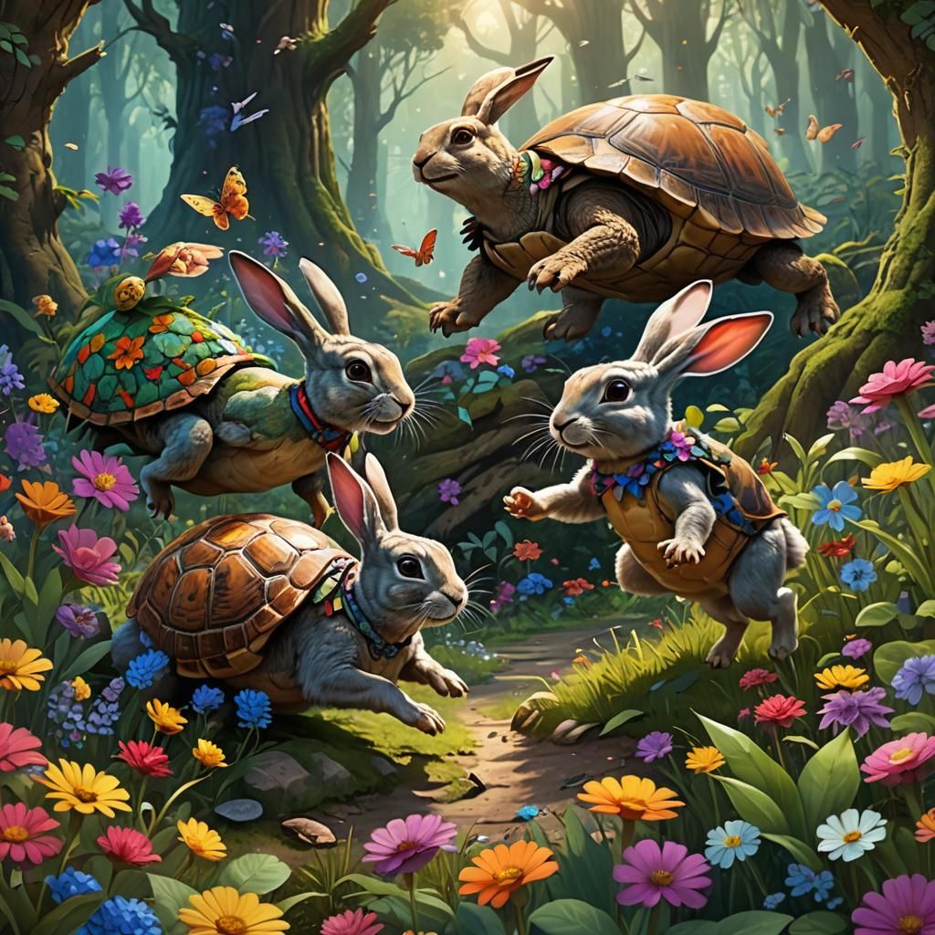 Hare and Tortoise Epic Battle: Fantasy Movie Poster