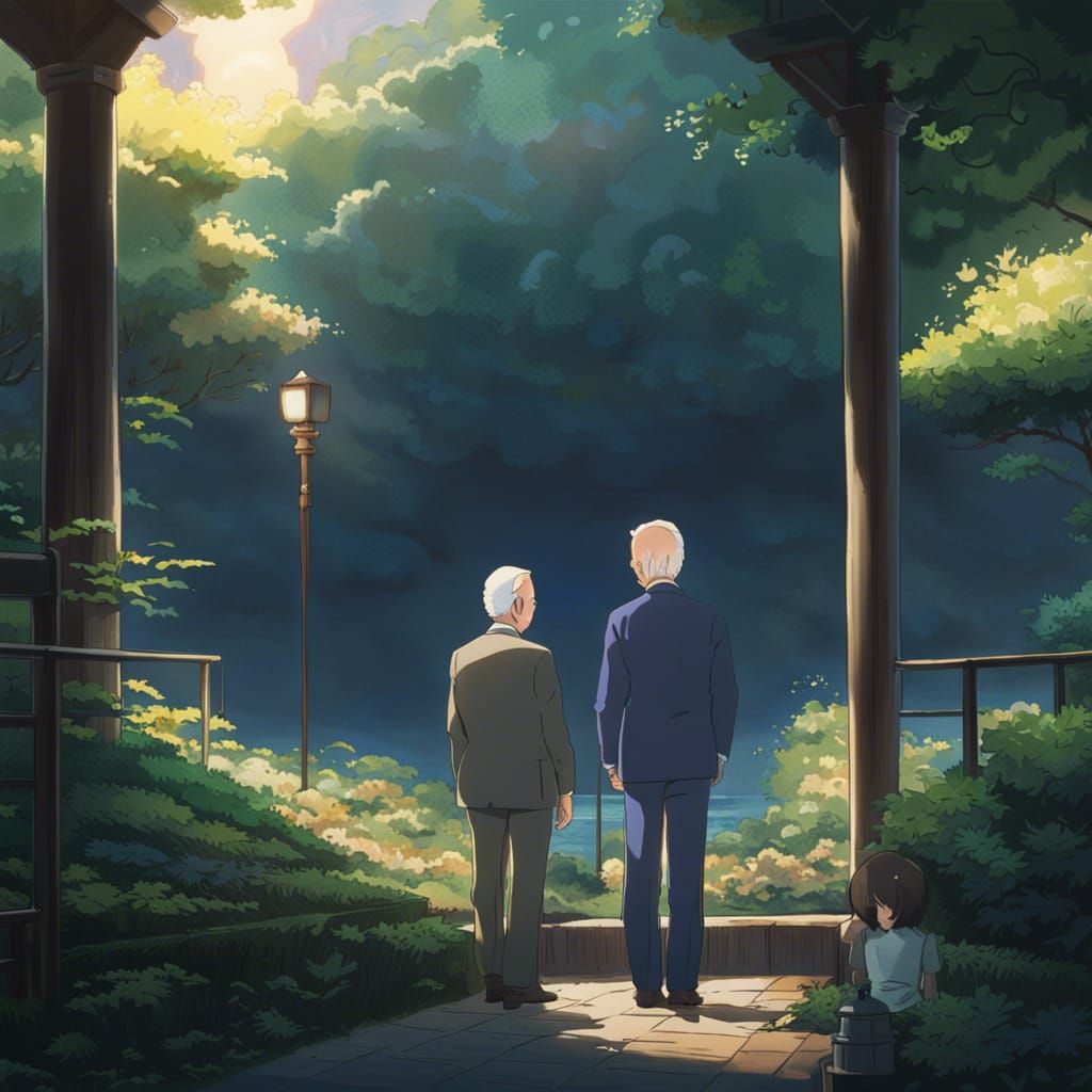 Joe Biden as Studio Ghibli Anime Key Visual