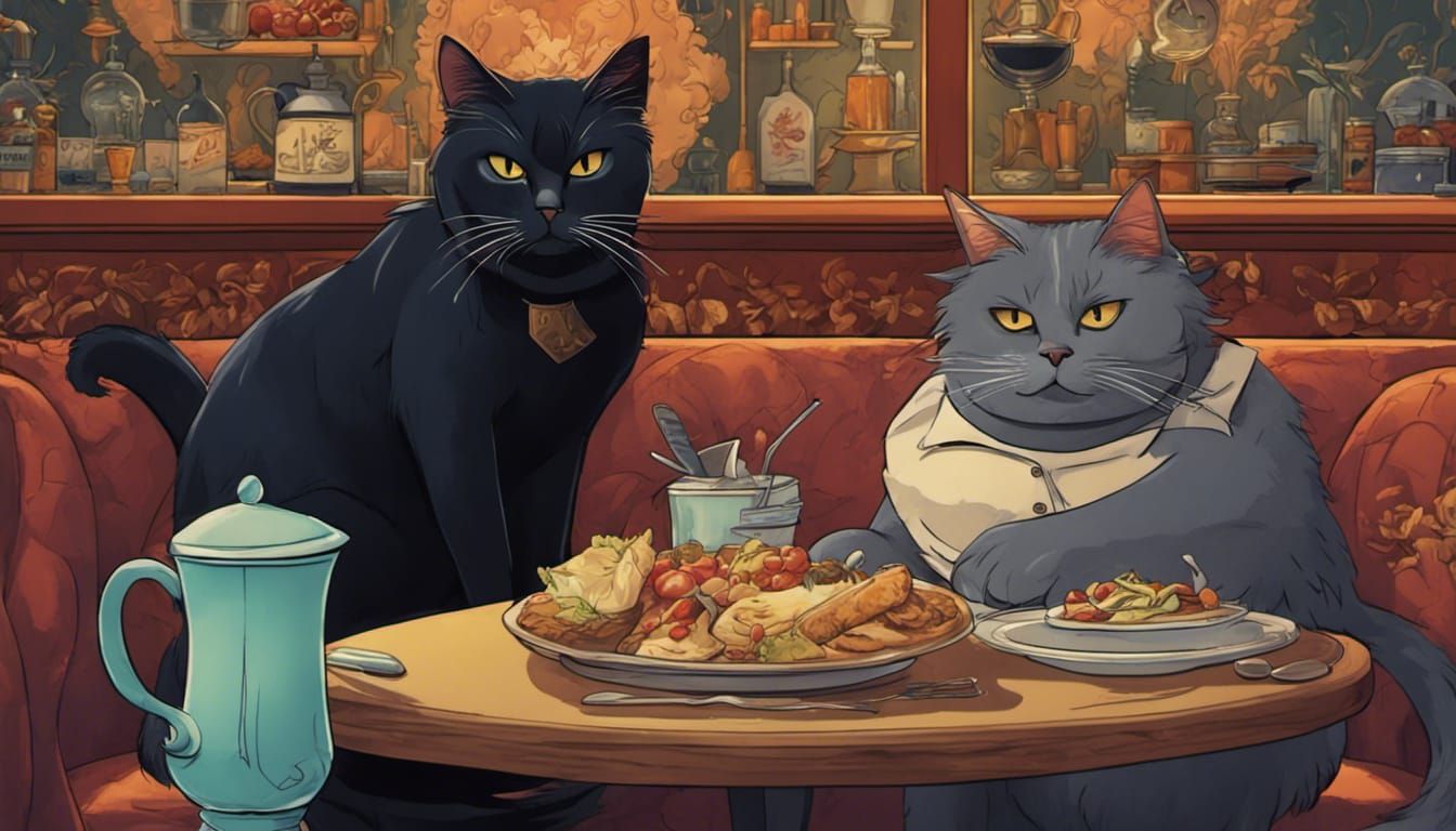 Anime Cats Wait Tables in Cat Restaurant