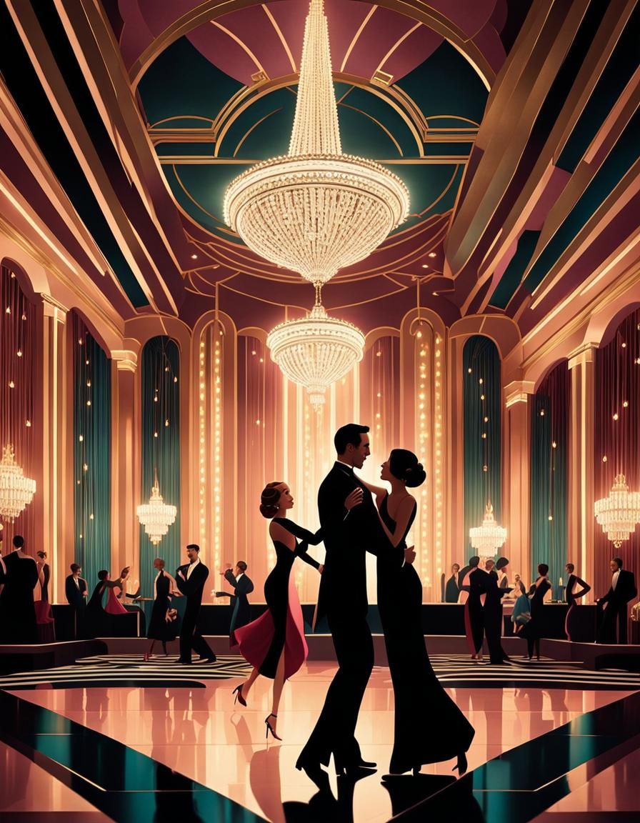 Elegant Art Deco Ballroom Dance in Pastel Colors