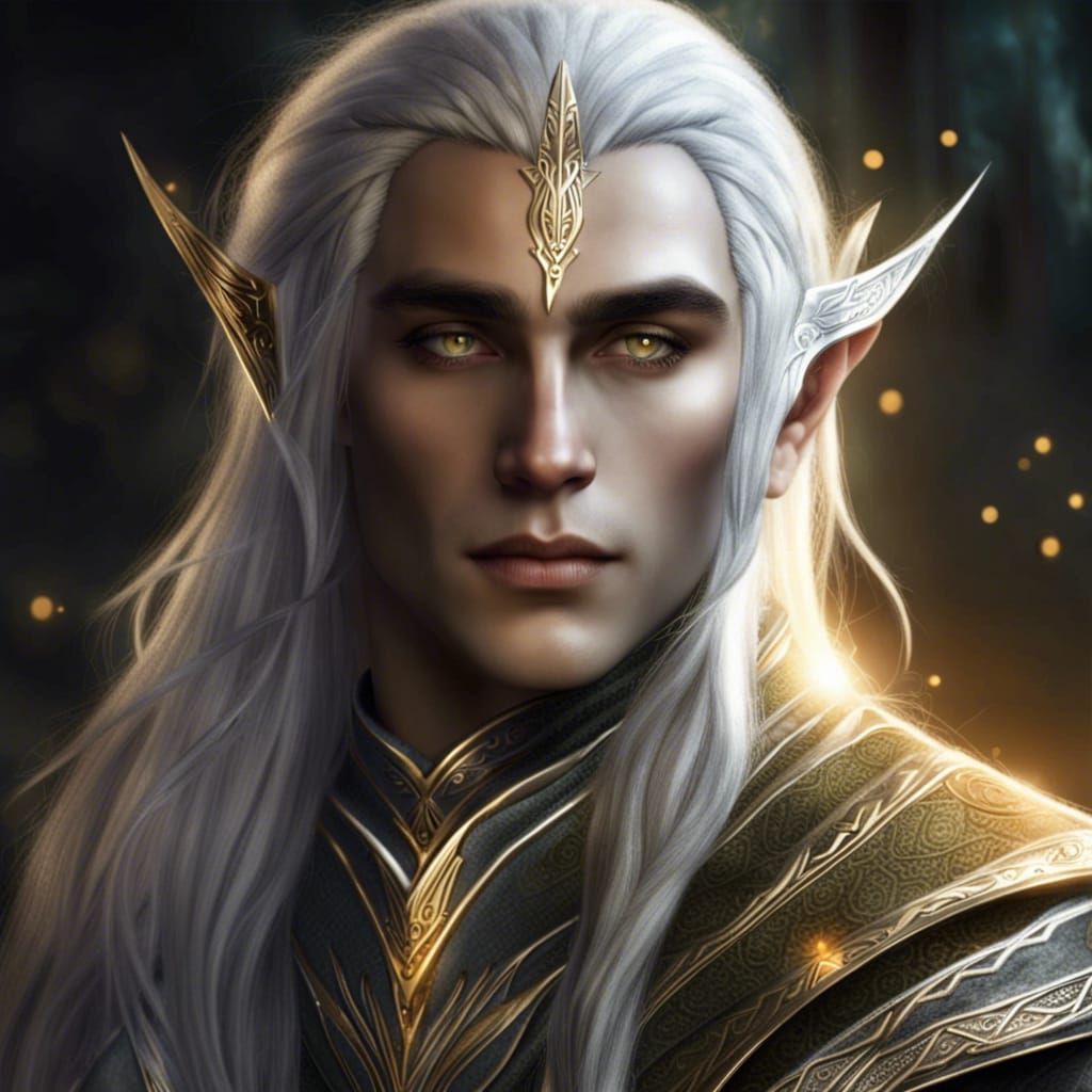 Elven Archer with Silver Hair and Golden Eyes