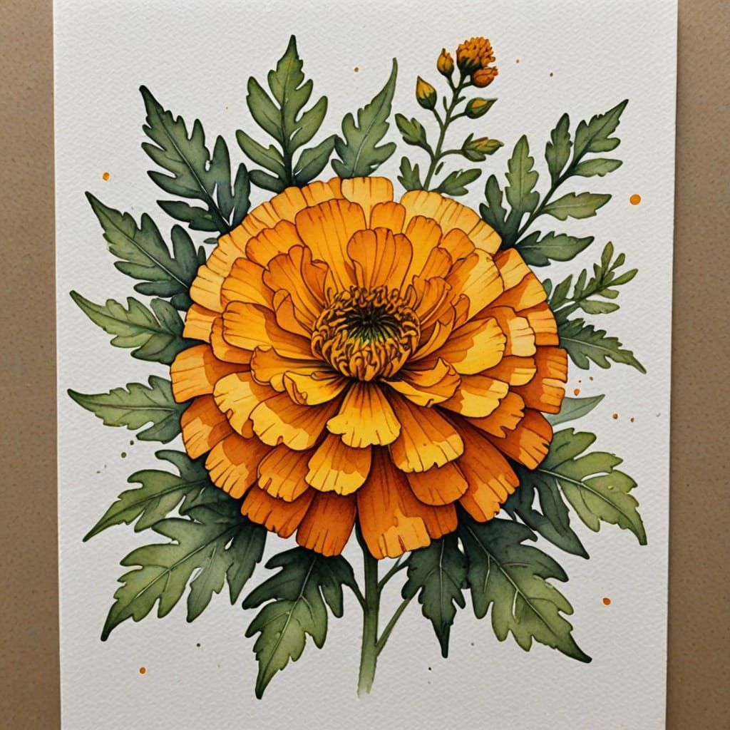 Light watercolour marigold