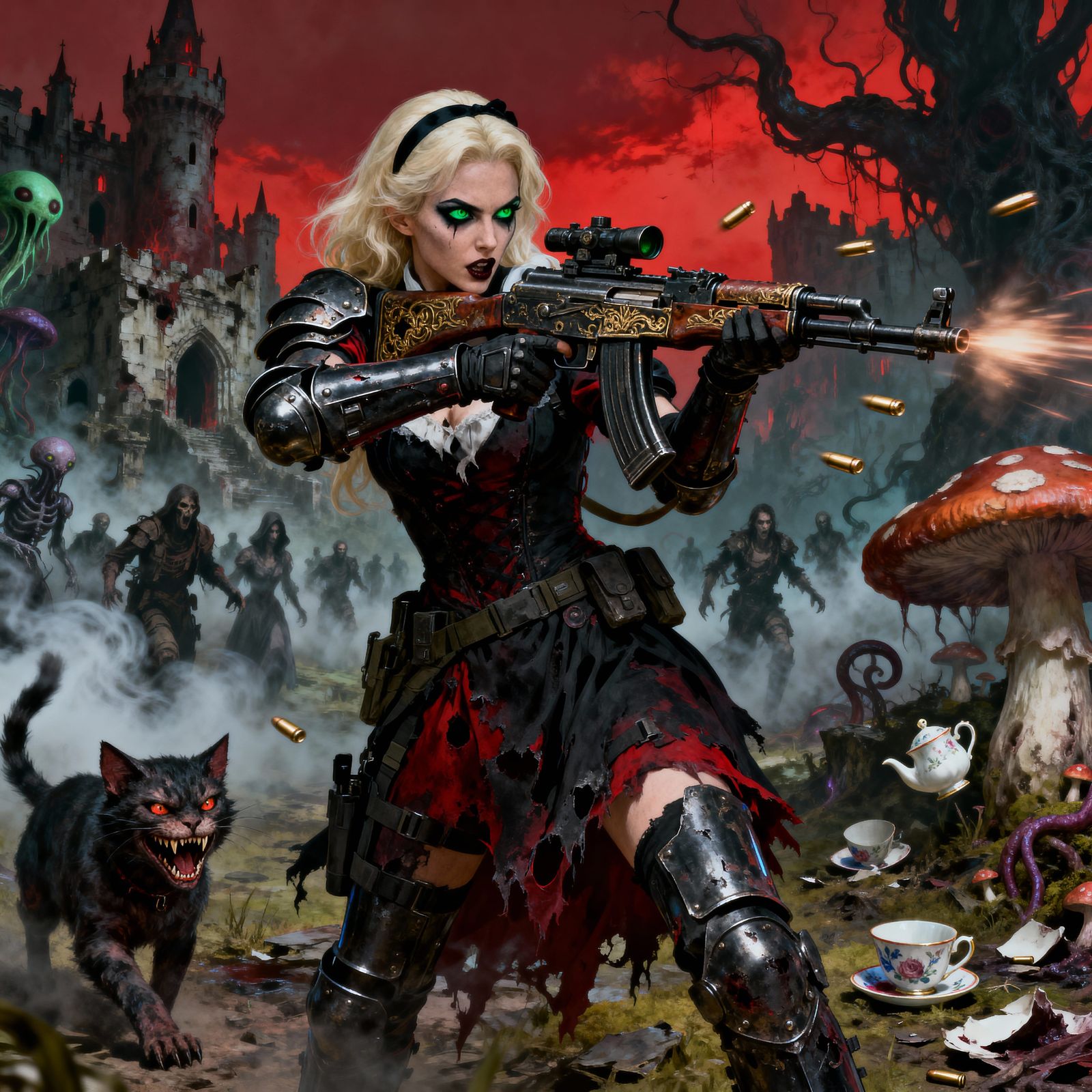 Post-Apocalyptic Alice Warrior in Hellish Wonderland
