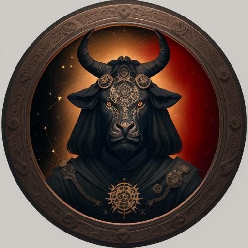 Zodiacal Taurus Head in Albrecht Durer Style