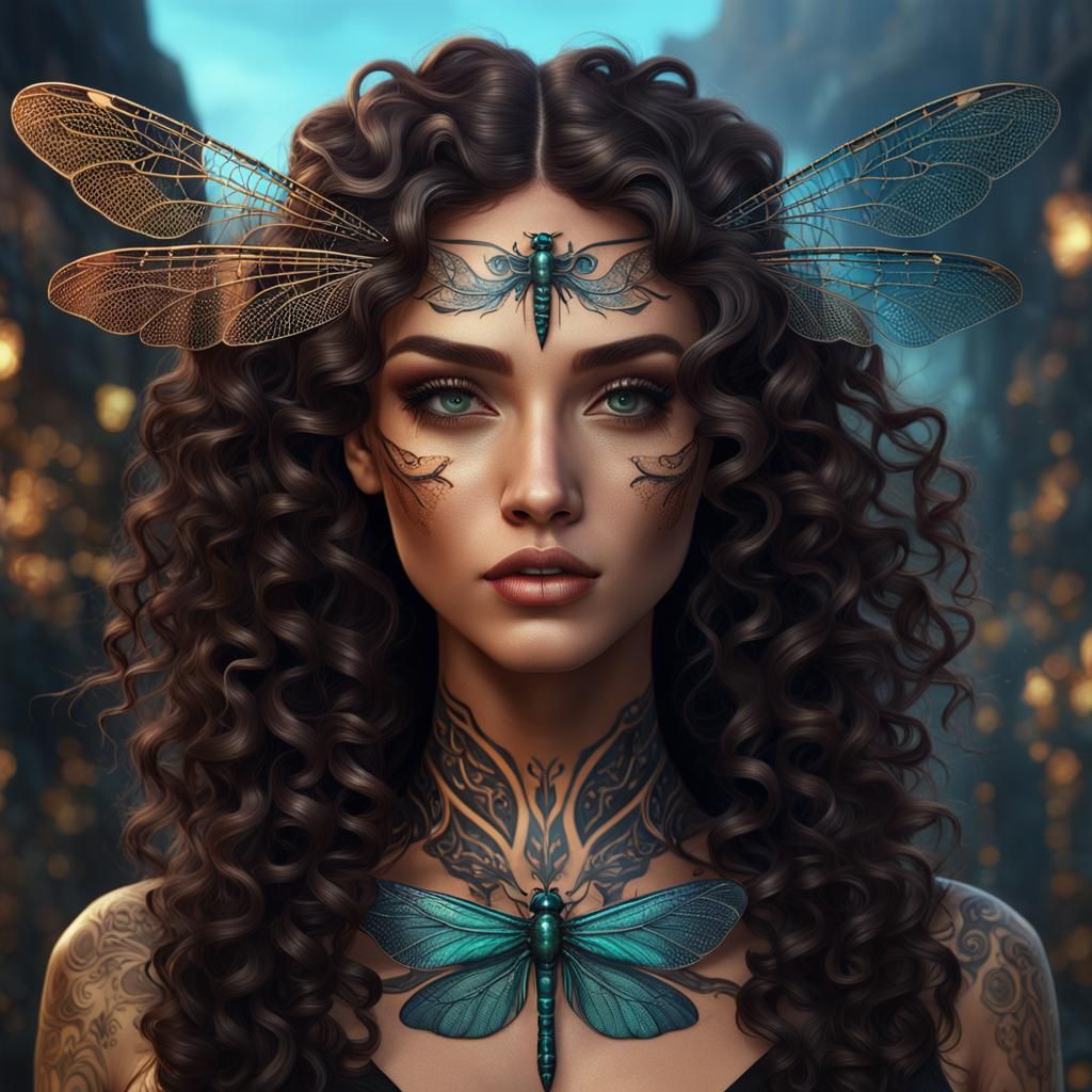 Girl with Dragonfly Tattoo: Fantasy Concept Art