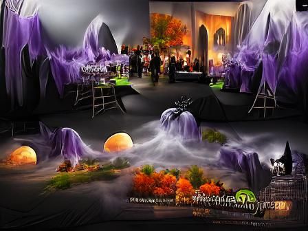 Spooky Halloween Party in Matte Painting Style