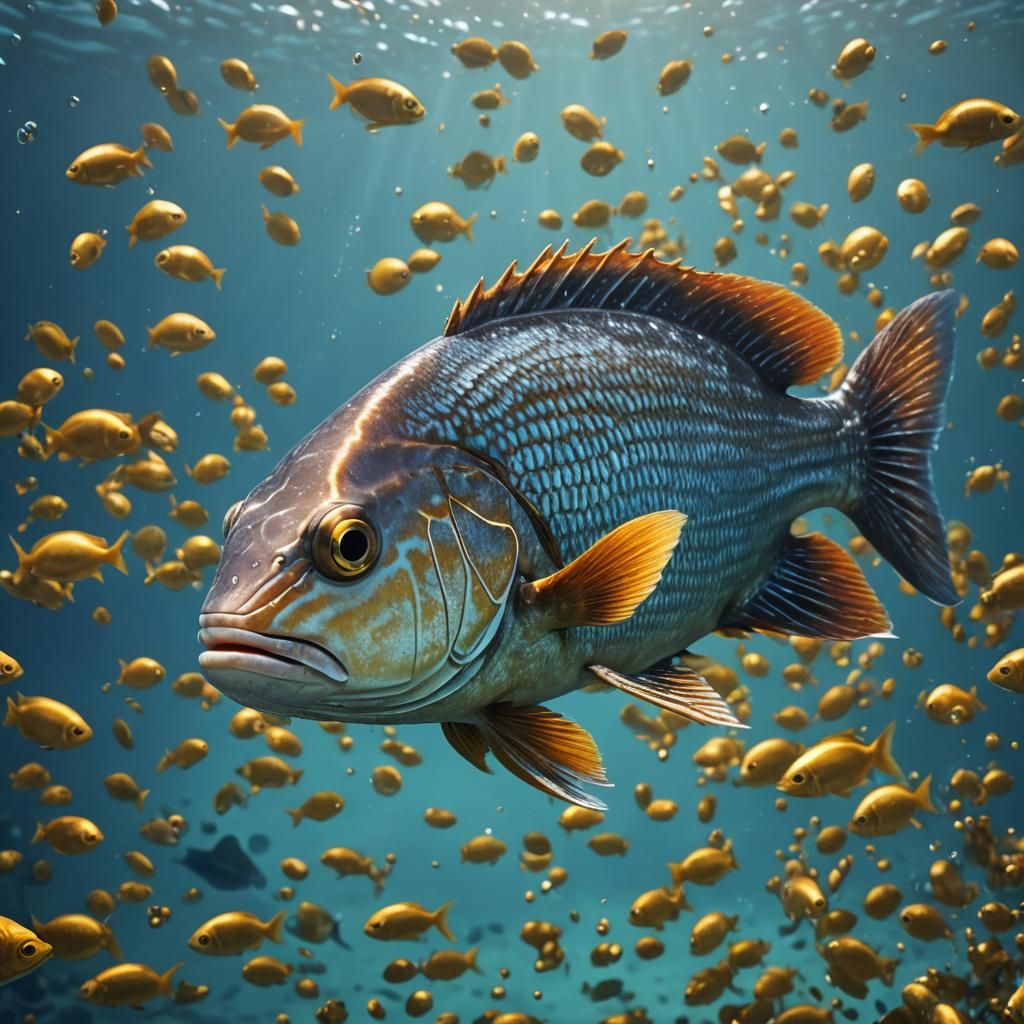 Realistic 3D Render of a Snapper Fish in Vibrant Blue Waters