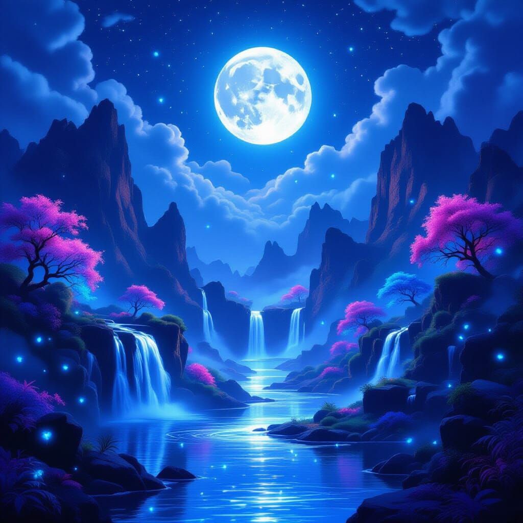 Enchanted Fantasy Landscape Under a Starry Sky