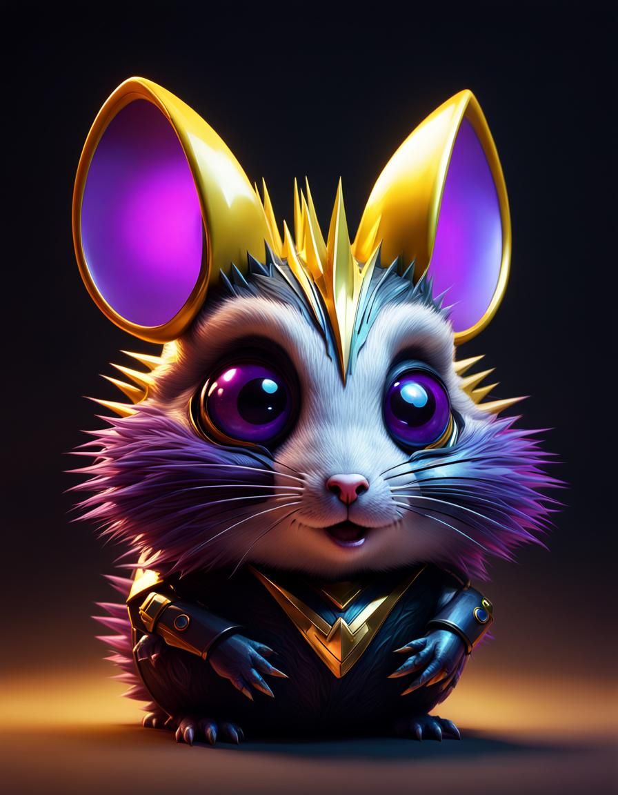 Alien Trash Hamster with Spiky Fur, Digital Art