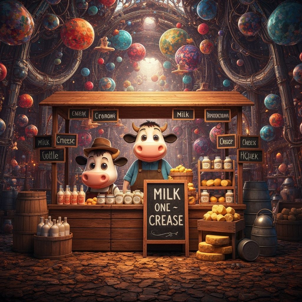 Cow Farmer's Market Stall in 3D Digital Art