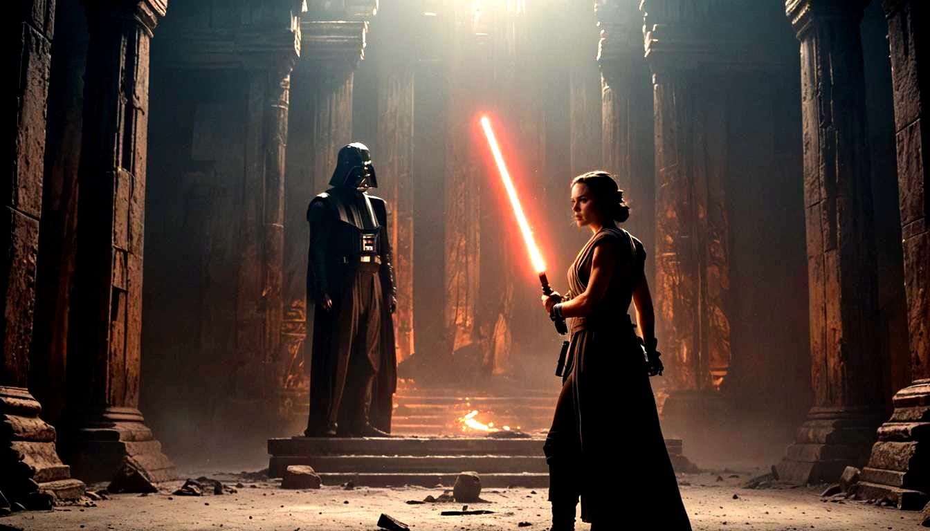 Rey and Darth Vader Fusion Art