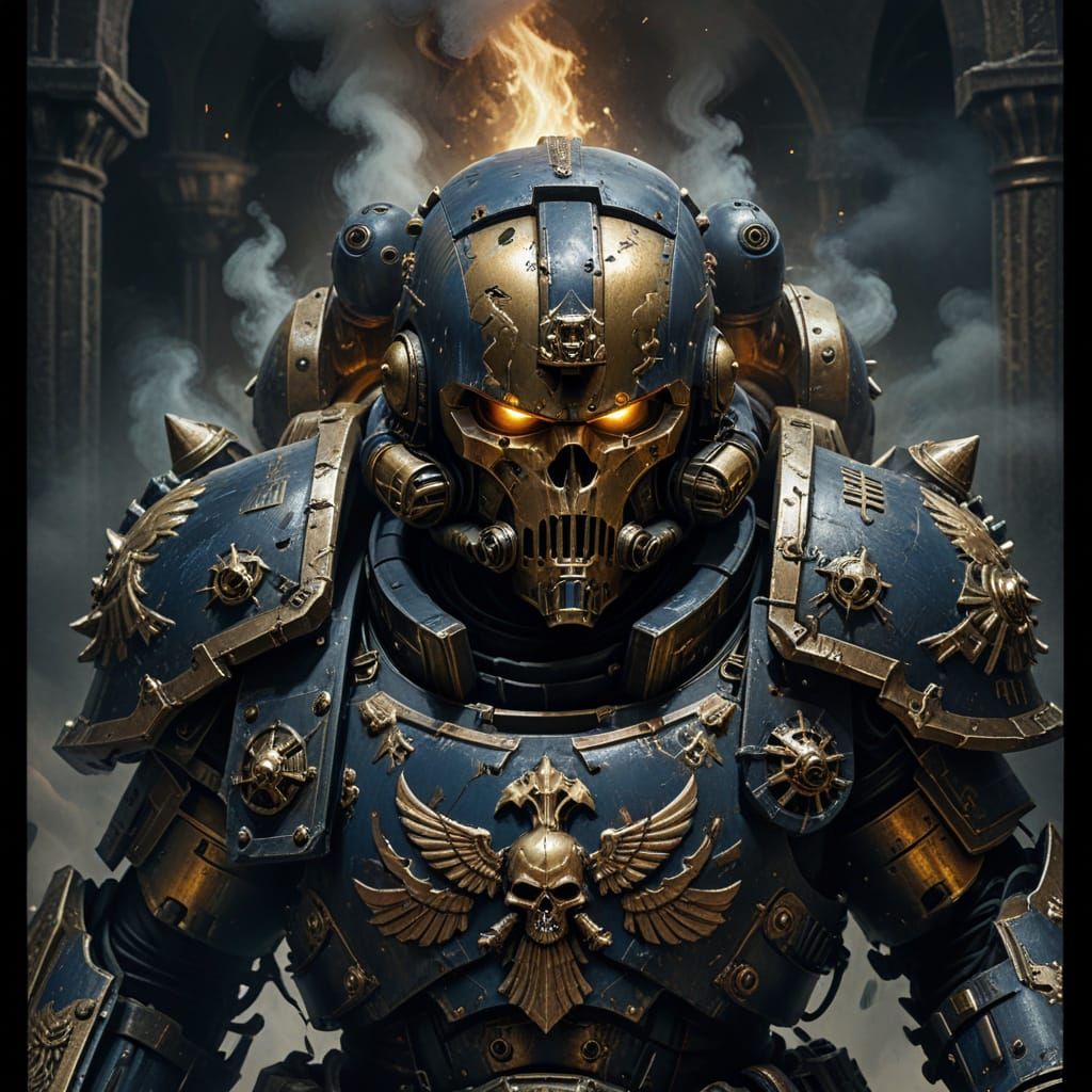 Space Marine Power Armor in Grimdark Oil Painting