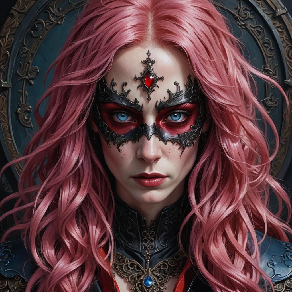 Pink-Haired Slovakian Supervillain Portrait in 8K