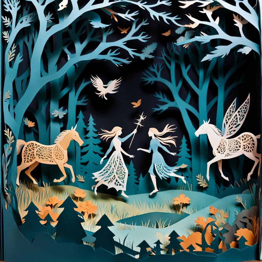 Wild Hunt Folklore Scene in Pop-Up Book
