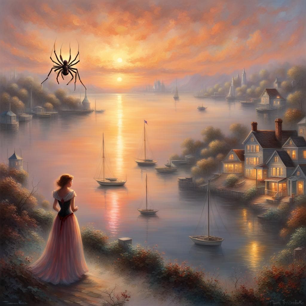Spider-Girl Watches Ethereal Sunset Over the Bay