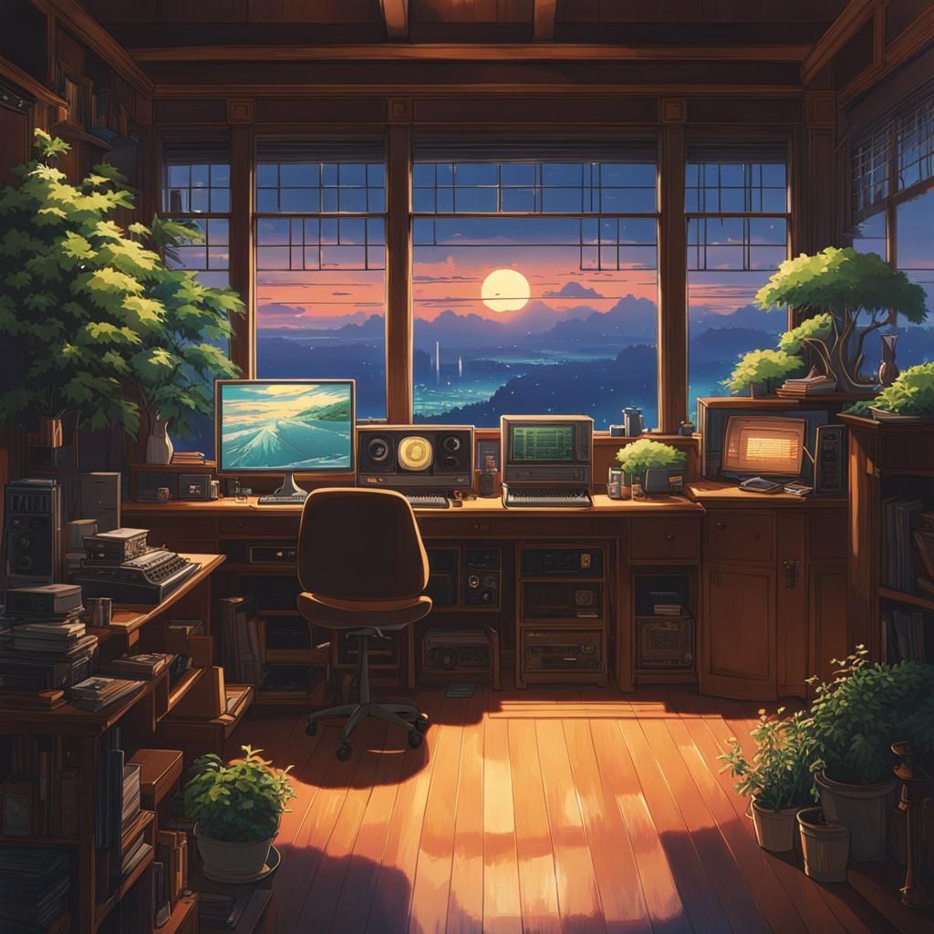 Lofi Hip Hop Radio in Anime Key Visual Style