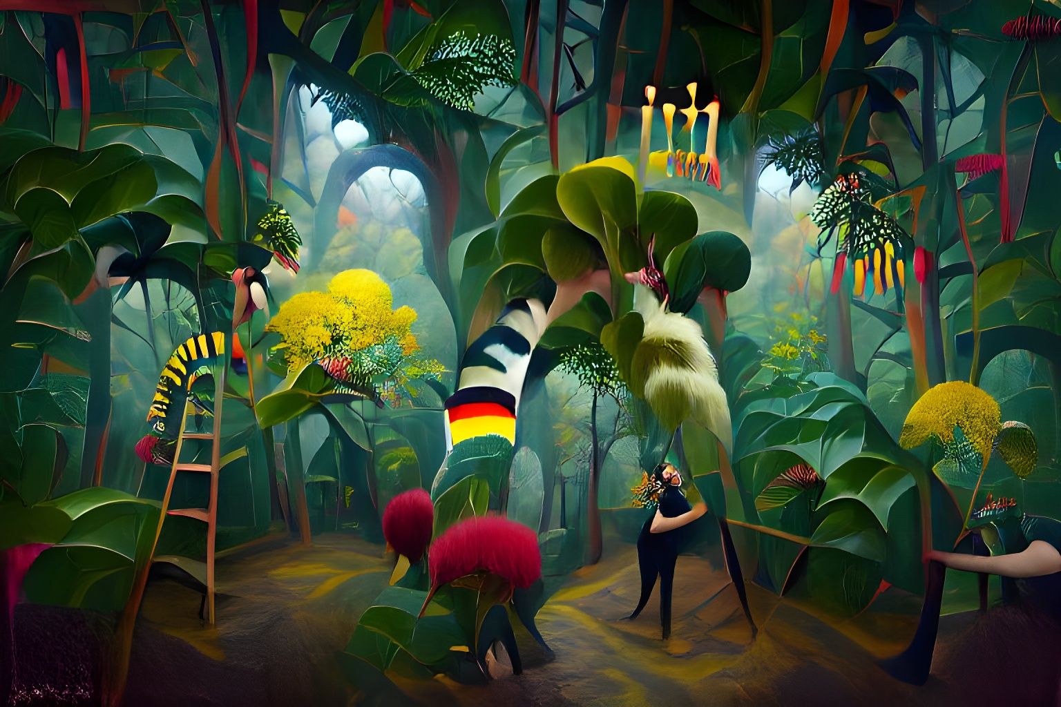 Colorful Mystical Rainforest Artwork