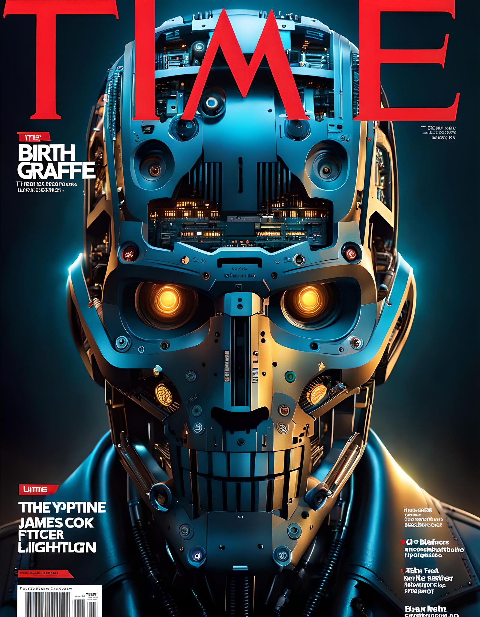 AI Magazine Cover in Cyberpunk Impressionist Style