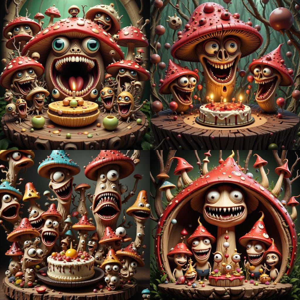 Mushroom Family's Wild Birthday Party