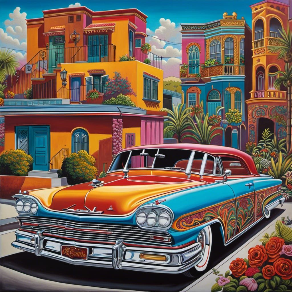 Vintage Lowrider Car with Custom Paintwork