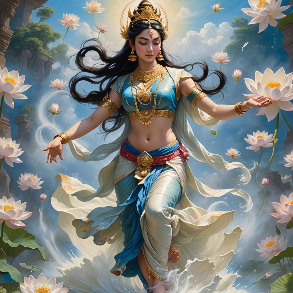 Apsara Emerges from Milk: Digital Art Masterpiece