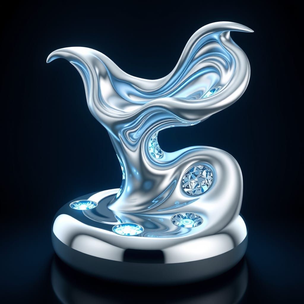 Sleek, Futuristic Sculpture in Liquid Metal Form